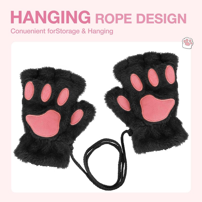 Tiny Chou Cat Paw Gloves for Cosplay Party Halloween Costume Accessories, Winter Fingerless Warm Gloves for Women Girls - Image 4